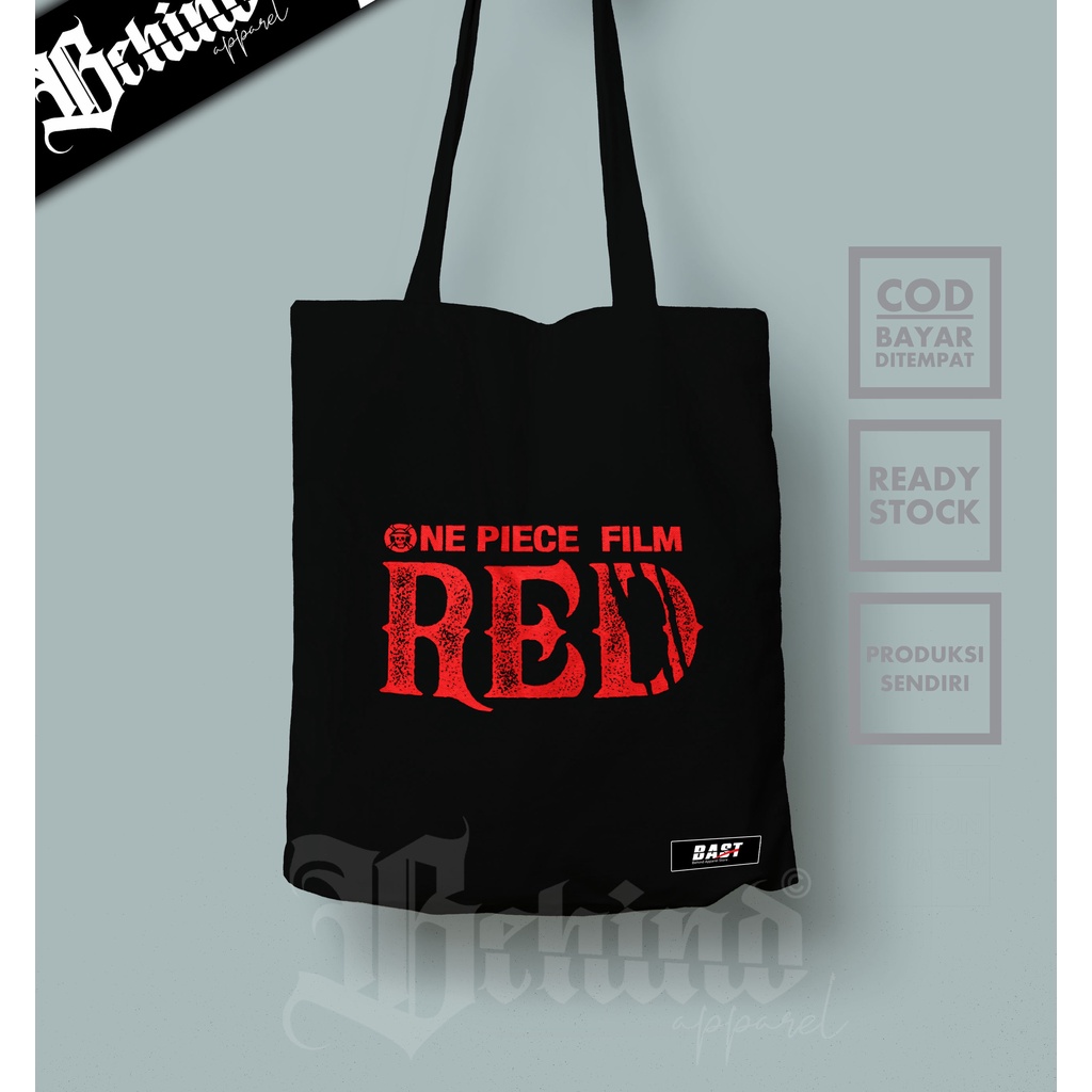 TOTE BAG ANIME ONE PIECE MOVIE RED BAHAN SEMI KANVAS RESLETING