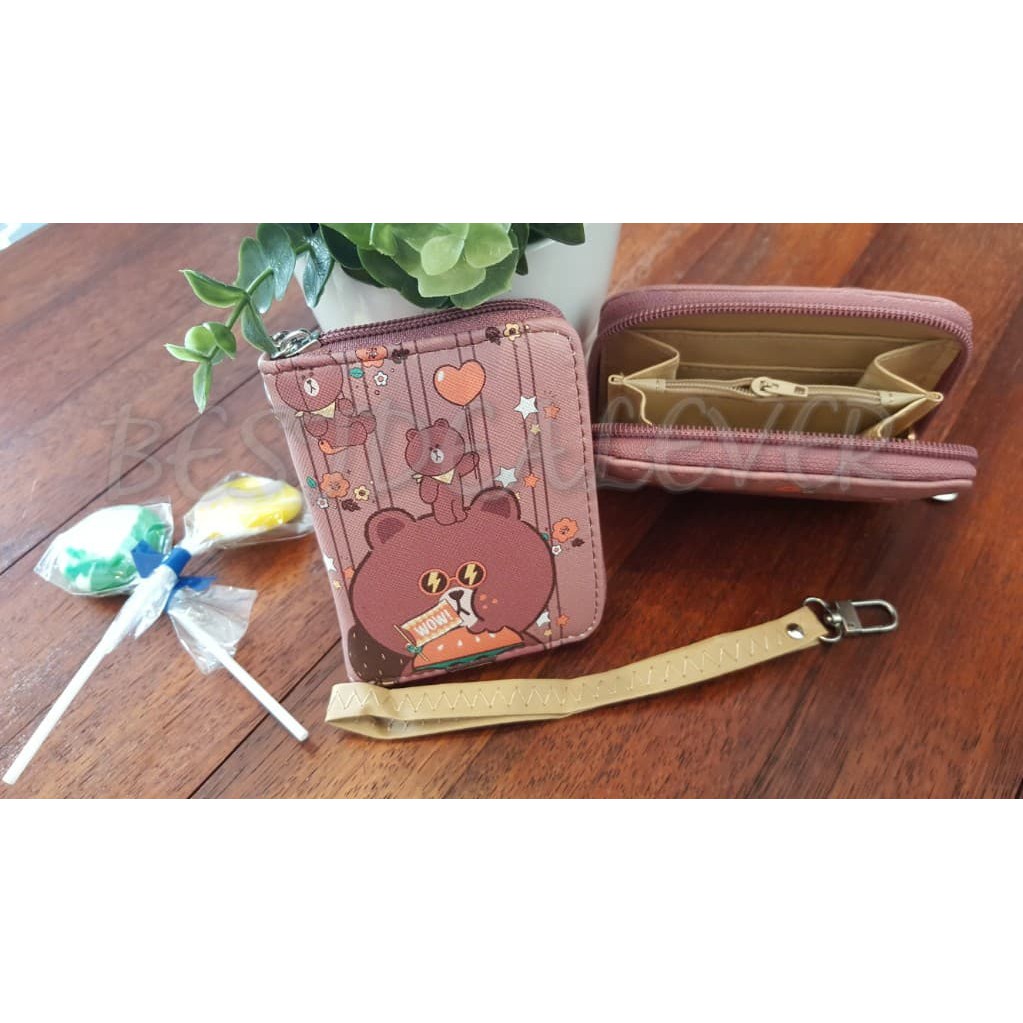 DISKON BD01 Dompet Coin Brown LINE/ Dompet Koin Import Korea