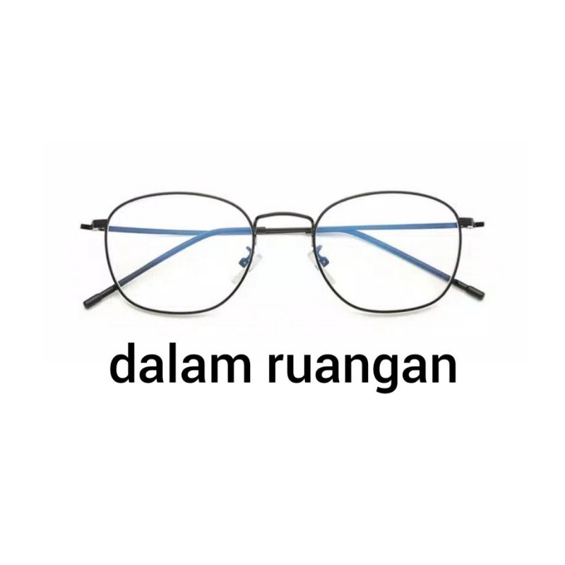 Kacamata Lensa Photocromic + Anti Radiasi Blueray BLUECROMIC pria wanita Bluechromic Photochromic berubah warna gelap hitam anti UV matahari model semi kotak