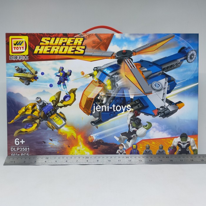 brick super heroes 603+ pcs hulk helicopter drop rescue DLP 3501