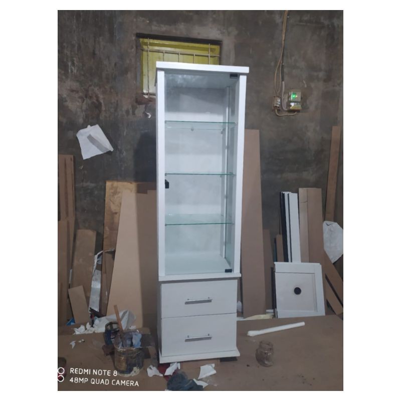 lemari kaca atau lemari tas mini uk 40cm