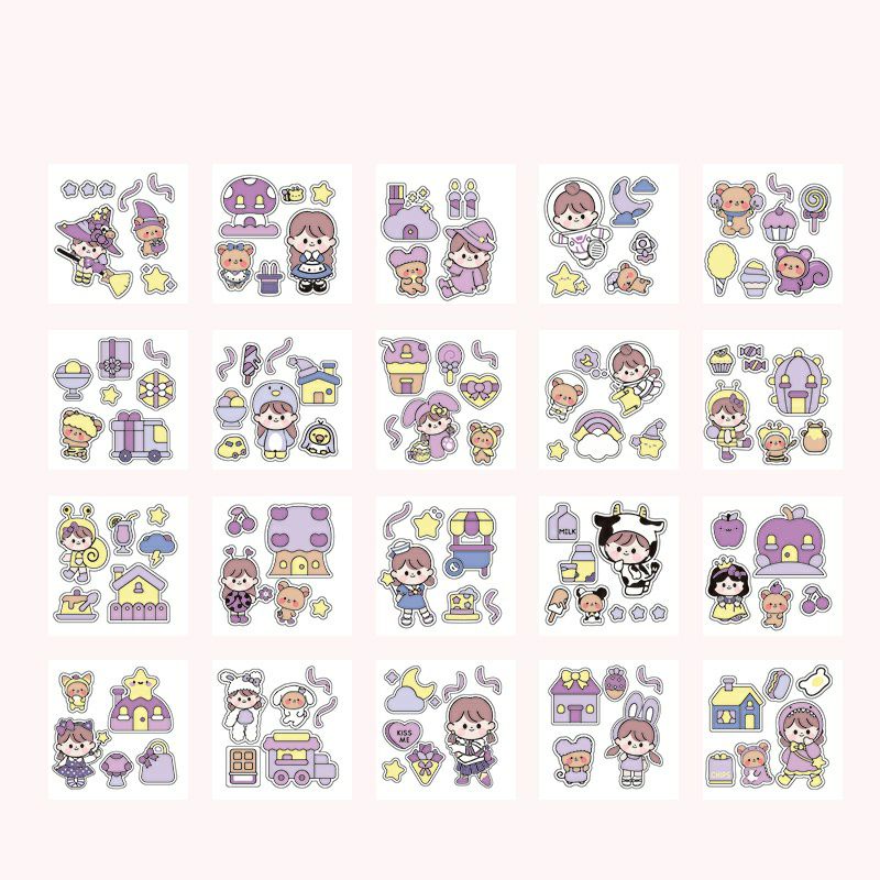 1 pcs kisscut stiker deco transparant lucu korea sticker cute kisscut-Ungu 2