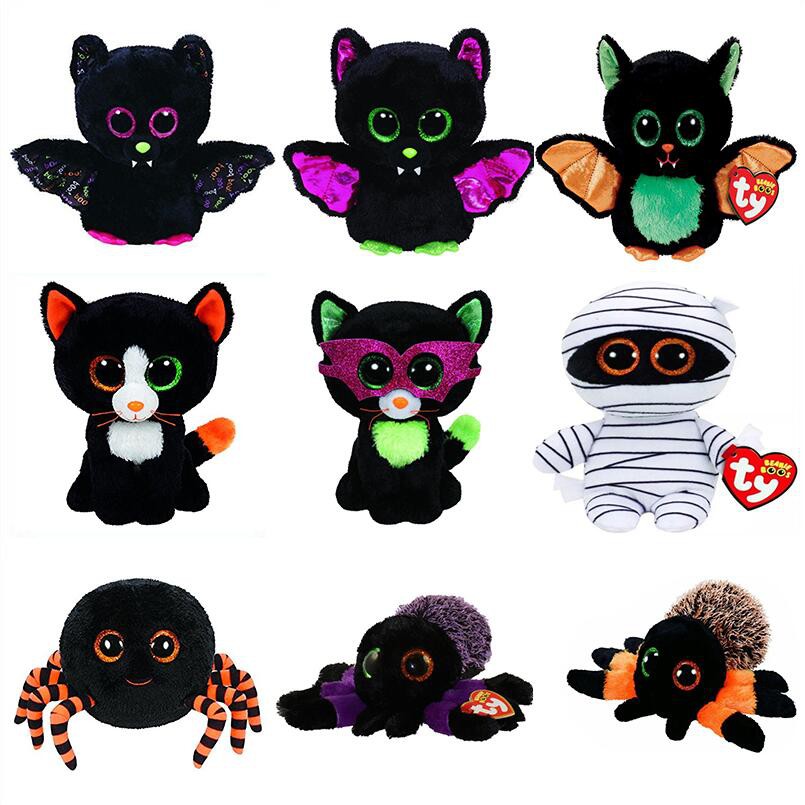Boneka Lucu 6 "TY Beanie Boo Halloween dardo Igor bate Crawly Creeper sustos gato Jinxy mamá 15cm