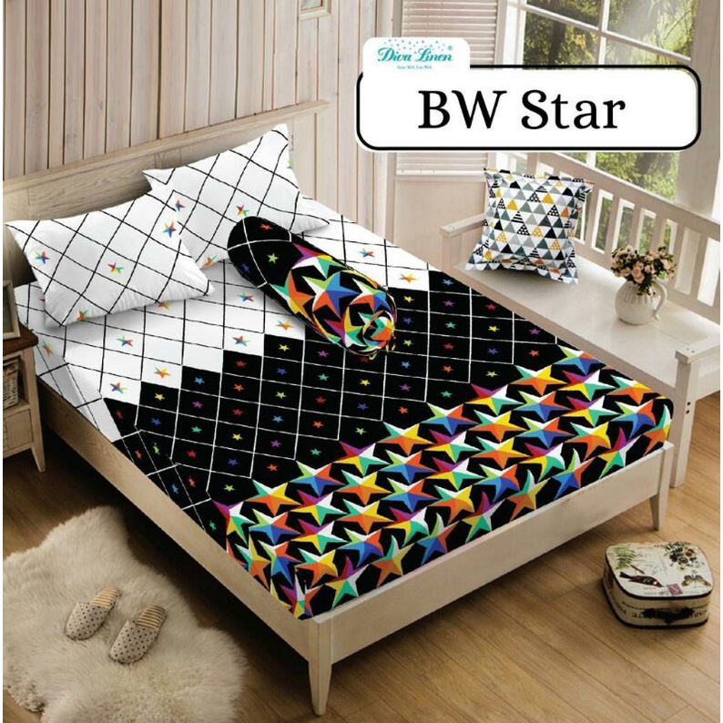 Sprei Diva Linen BW Star Sprei Microtex Tinggi 30 cm