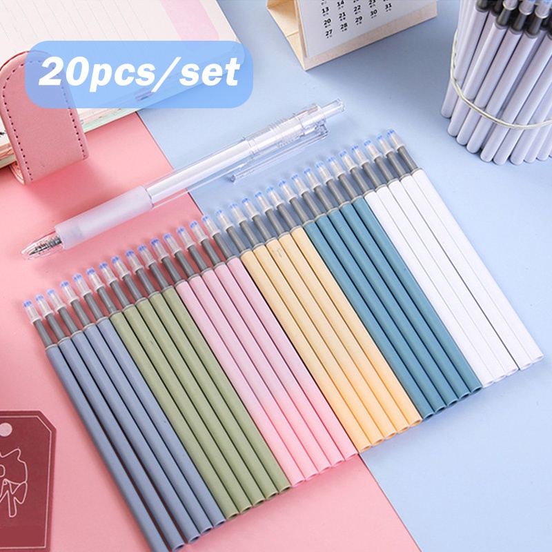 20pcs / Set Isi Ulang Pulpen Tinta Hitam 0.5mm Untuk Stationery Sekolah / Kantor