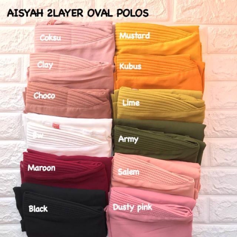 HIJAB JILBAB AISYAH PED 2LAYER OVAL POLOS TERMURAH