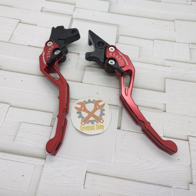 O6G9 Handle sisik stelan cnc baet+ handgrip carbon+ selang rem depan 95cm+ kleman selang+ footstep s
