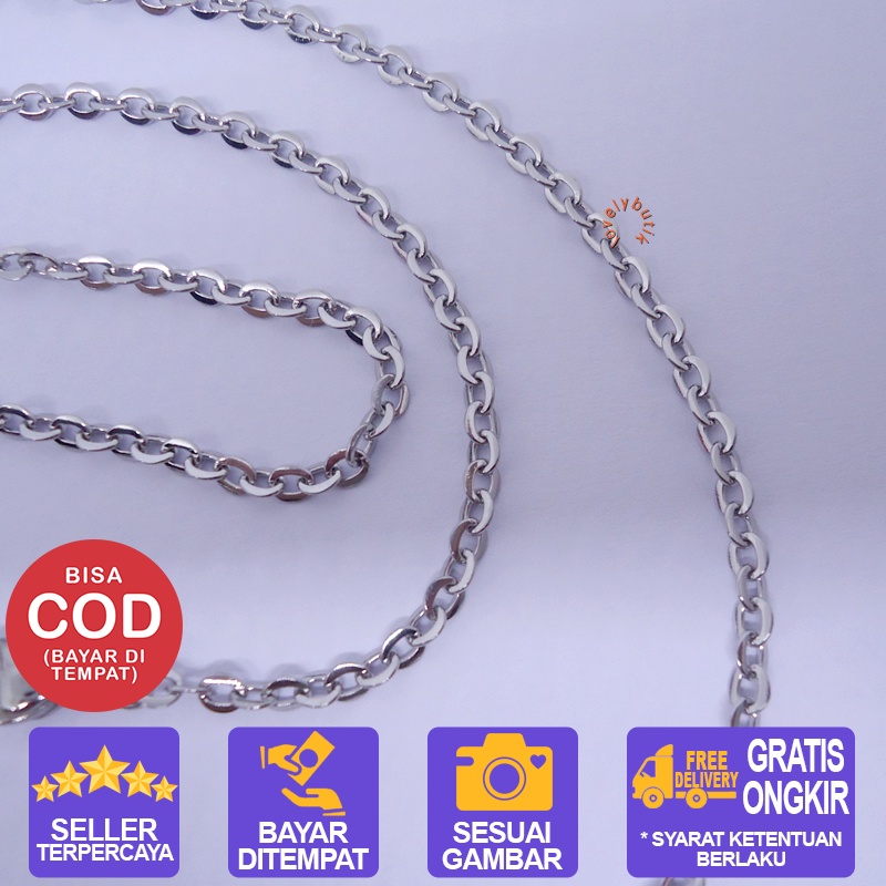 Lovelybutik Rantai Kalung Titanium Anti Karat Rantai Kalung Titanium Nori Ukuran 60 cm