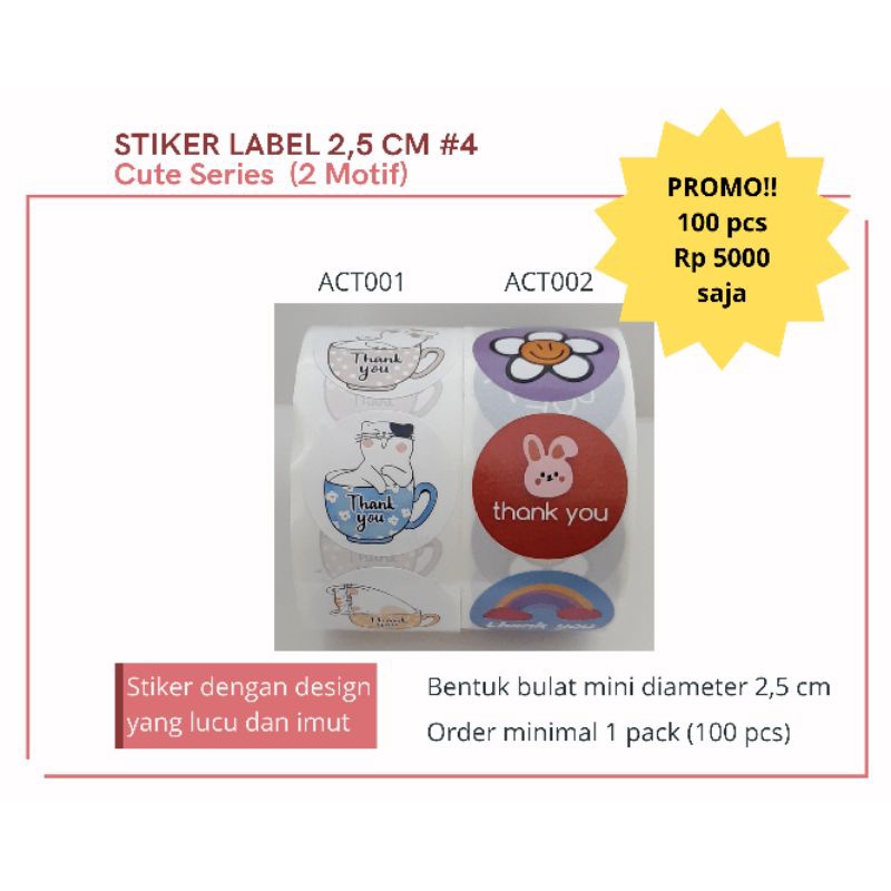 

[Cute Series] Stiker Label 2,5 cm Segel Kemasan Packaging Olshop Party Birthday