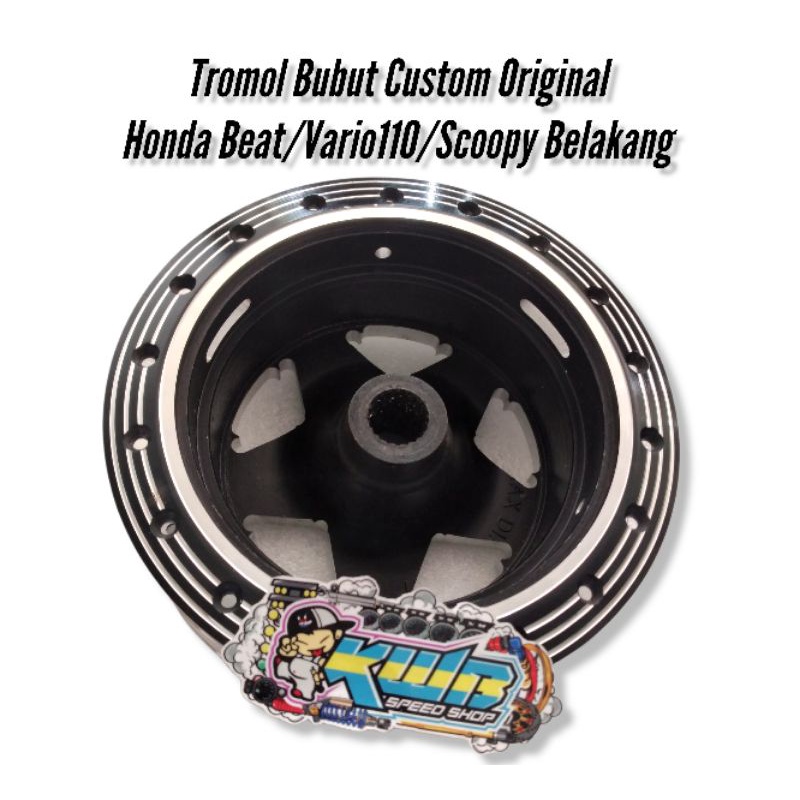 TROMOL ORIGINAL HONDA BEAT/VARIO 110/SCOOPY SET DEPAN BELAKANG COAK BUBUT CUSTOM MILING PNP SEMUA MOTOR BEAT/VARIO110/SCOOPY 1 SET DEPAN BELAKANG