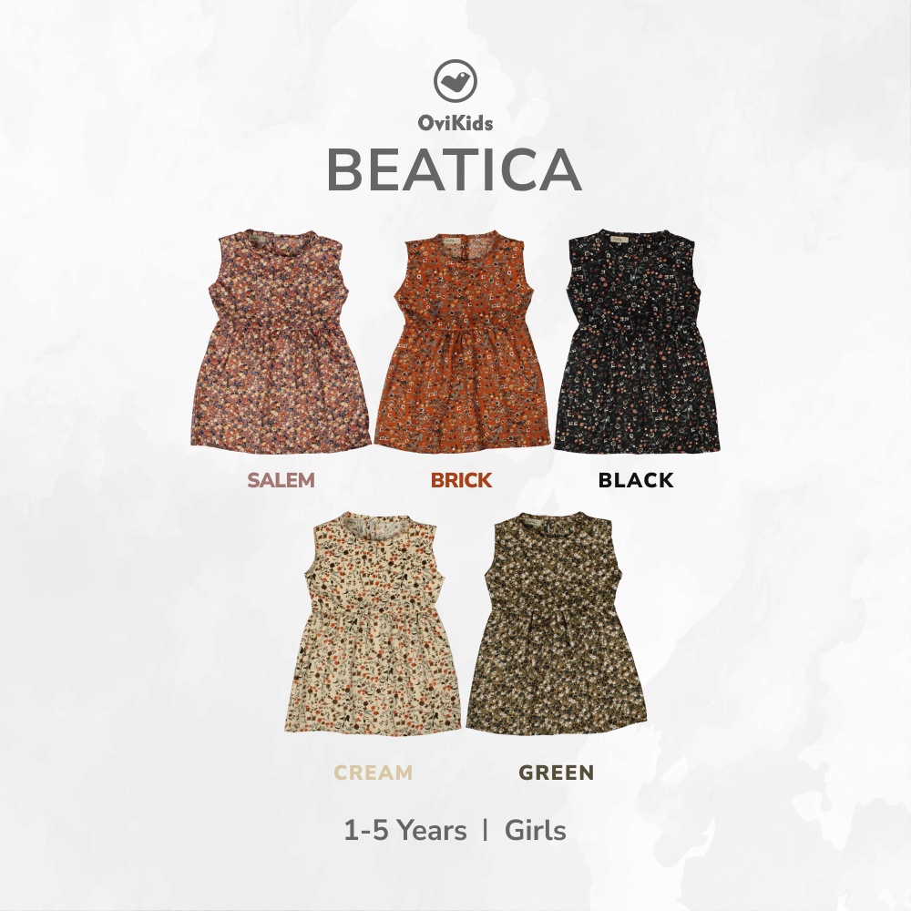 BEATICA DRESS ANAK REMPEL DRESS OBLONG ANAK PENDEK FASHION ANAK PEREMPUAN 1-3/ 5 TAHUN OVIKIDS