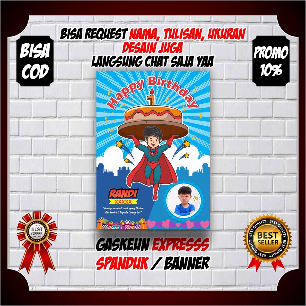 Spanduk Banner Pesta Ulang Tahun Anak - Anak / Banner Benner Backdroup Acara Ulang Tahun Keren Ukura