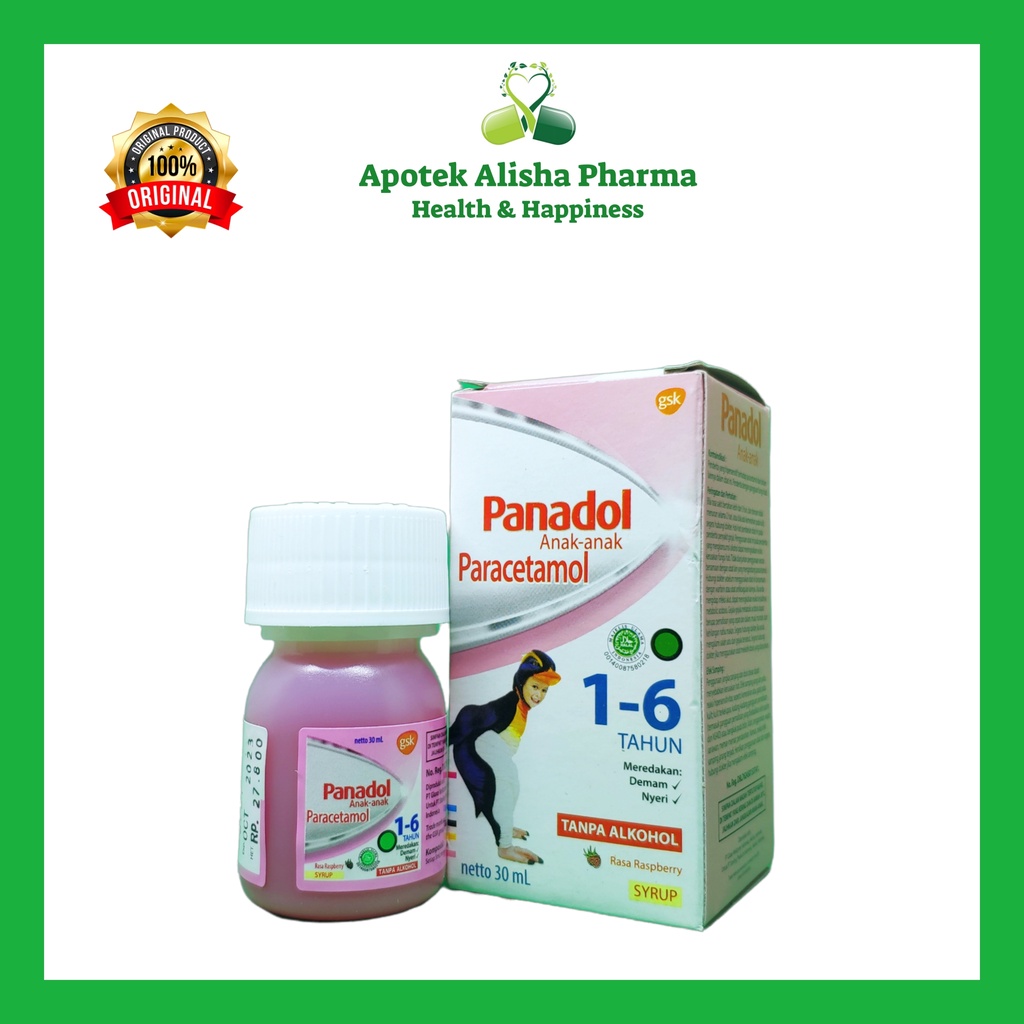 Panadol Anak 1-6tahun Sirup 30/60ml - Panadol Paracetamol Sirup Obat Penurun Panas/Demam Anak Rasa Rashberry Tanpa Alkohol
