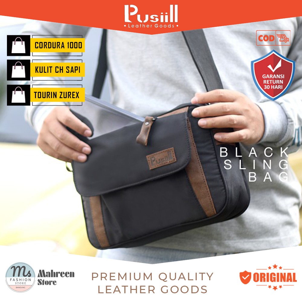 Tas Sling Bag Tas Selempang Pria Premium Komb. Kulit Original Pusiill | XM 039