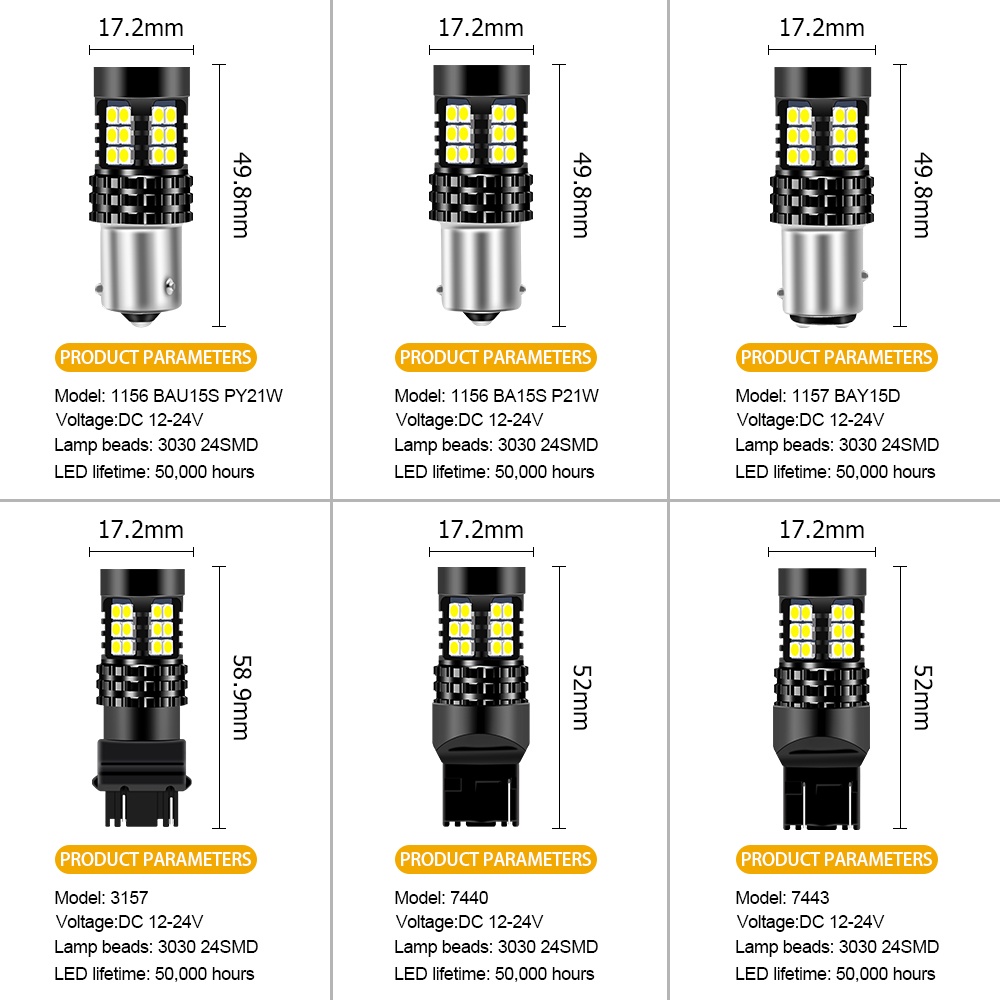 1piece 1156 Lampu Led 24smd Ba15S P21W 7440 Lampu Sein Led T20 3157 Waktu 12v Untuk Mundur Mobil 7443 Lampu Rem 1157