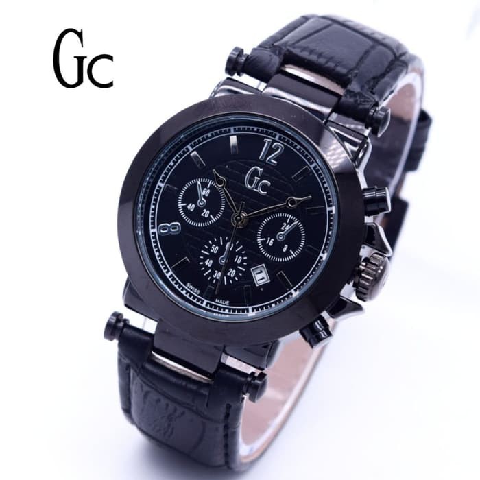 Jam Tangan Wanita GC Guess Collection Date Kulit Body Hitam - Putih