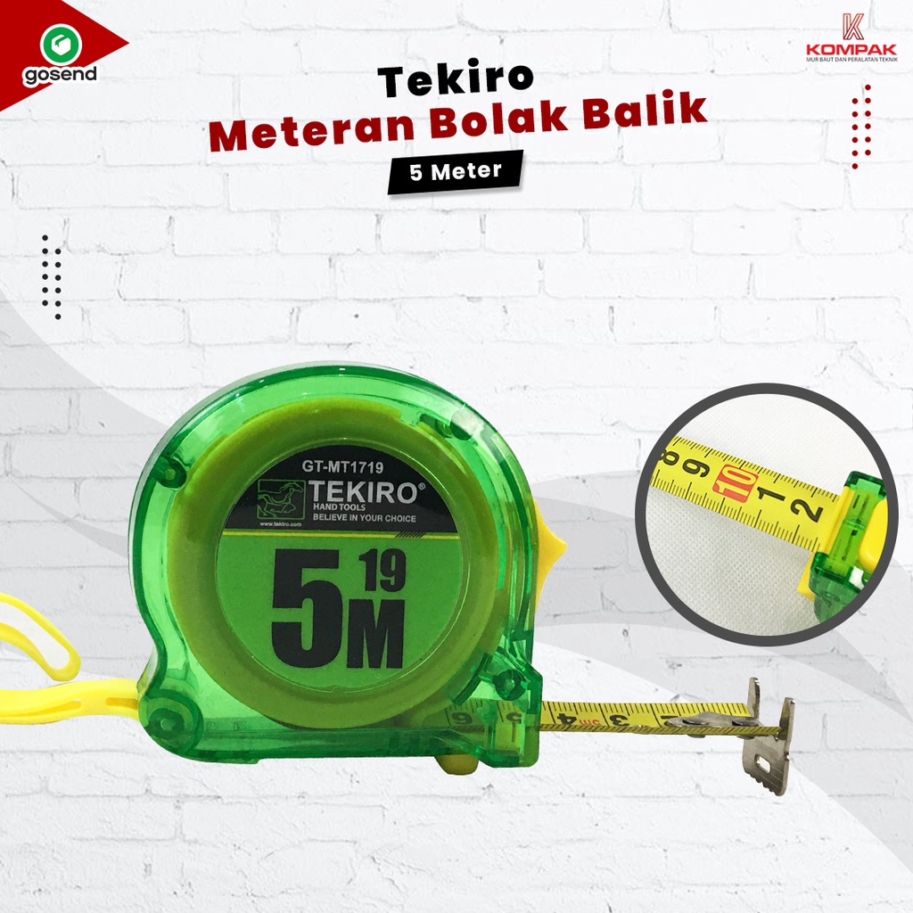 Meteran Rol TEKIRO 5 m Transparan Hijau ABS Meteran TEKIRO 5m Measurement Tape Transparent GT-MT1719