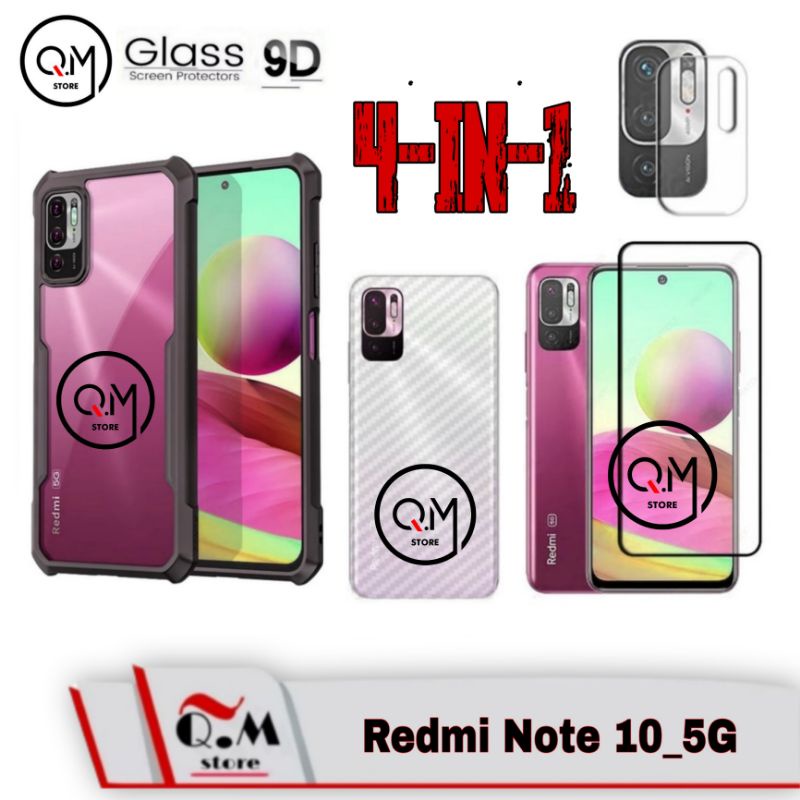 PROMO 4-IN-1 Case Xiaomi Redmi Note 10 5G Softcase Transparan High Quality Free Tempered Glass