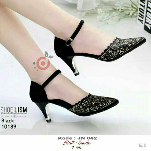 JN24 HEELS MARIE ABU HEEL HITAM 7CM HEELS TALI HEELS ANGGUN HEEL KOREA SEPATU KOREA SHOELISM