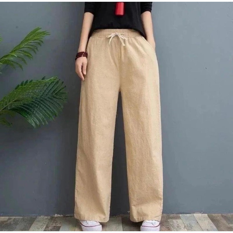 Celana kulot Linen rami import