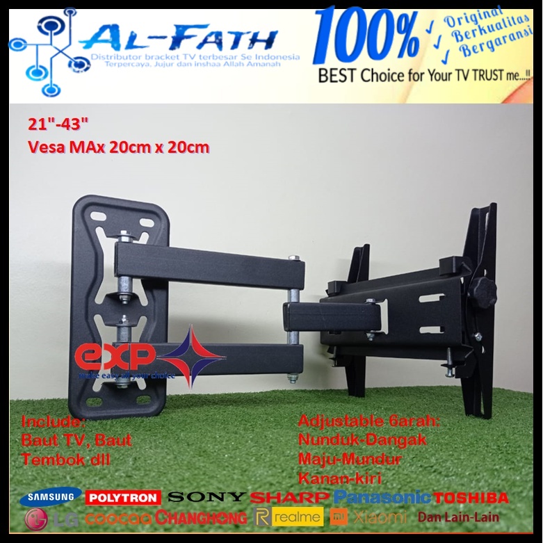 Bracket TV REALME 14 s/d 43 inch 6 ARAH FULL BESI SUPER KOKOH GARANSI 100% ORI