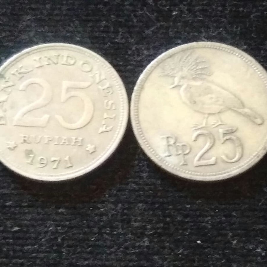 UANG KUNO UANG MAHAR KOIN 25 RUPIAH BURUNG MERPATI 1971