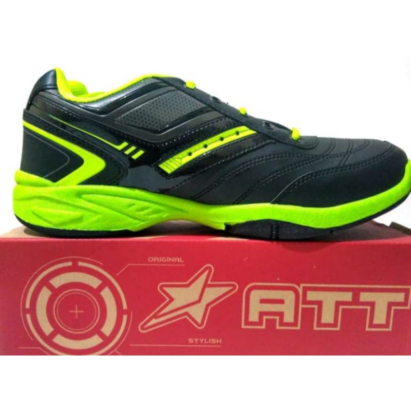 Sepatu Pro ATT SBC 641 Hitam Hijau, Sepatu Olah Raga Joging Badminton