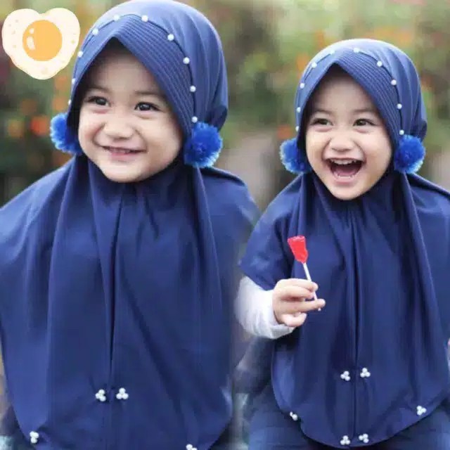 Jilbab Anak Maryam Pompom Usia 3-6 Tahun Bahan Jersey Terbaru Termurah / Alody's Collection