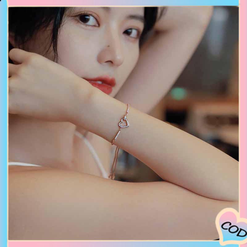 COD❤️ Gelang Liontin Bentuk Hati Wanita Mahasiswa Pacar Hadiah Perhiasan Sederhana-A.one