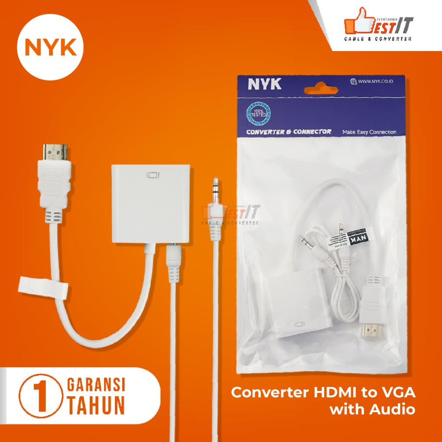 HDMI to VGA Plus Audio Converter Kabel NYK - Converter Kabel HDMI to VGA + Audio