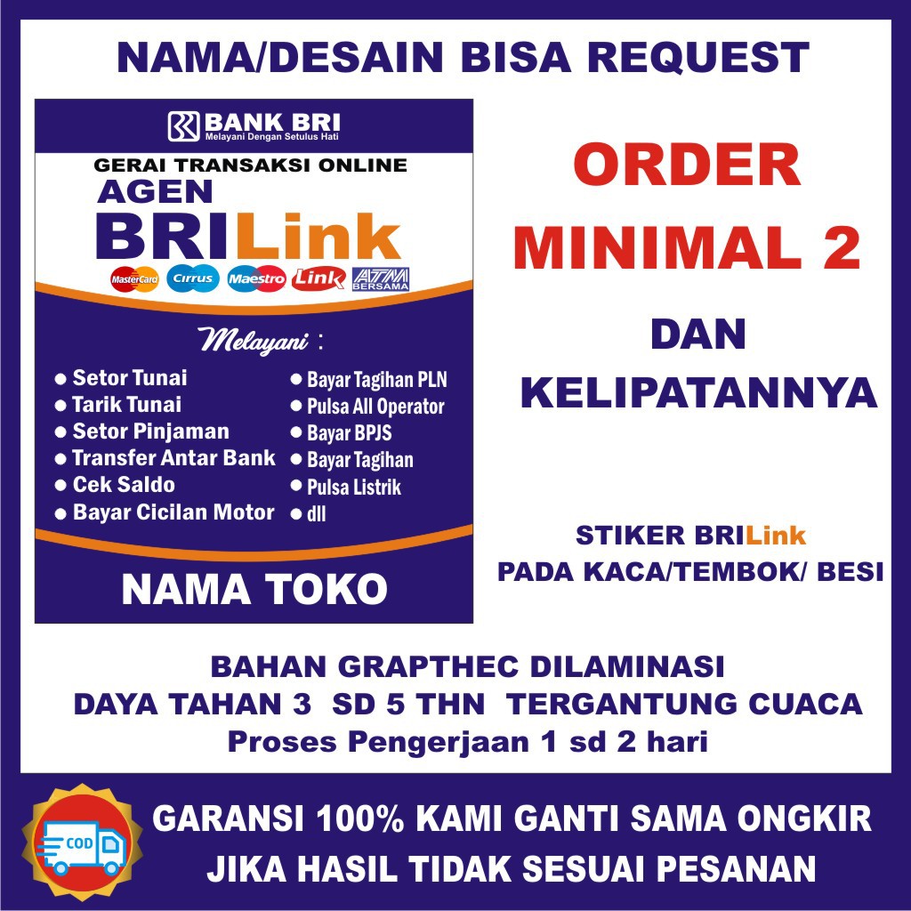 

Brilink Stiker Untuk ditempel pada kaca Neon Box/ Kaca /Besi/tembok dll