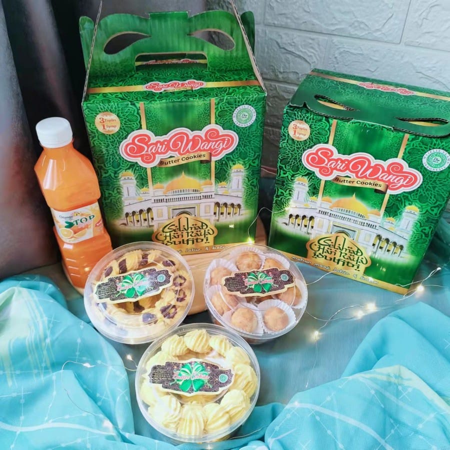 Parcel Ramdhan 2022 Kue Lebaran Sari Wangi Butter 3 Cookies 1 Sirup C31S HALAL