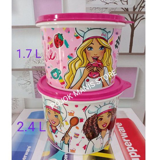 Promo toples snack barbie canister tupperware set ( 2 pcs )