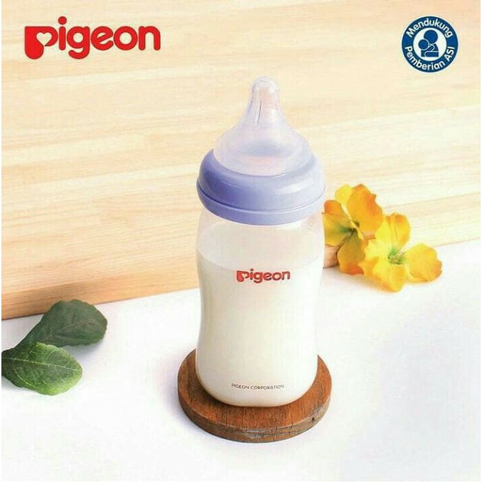 Botol Susu Pigeon Wide Neck  240ml WideNeck Nipple Size M Slimneck Peristaltic  240ml