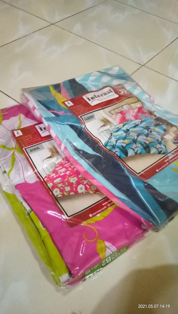 Sprei Internal Minimalis Uk 160x200x30cm Full 100% Katun Murah Amaris Queeny Bella Palm Malika Vista