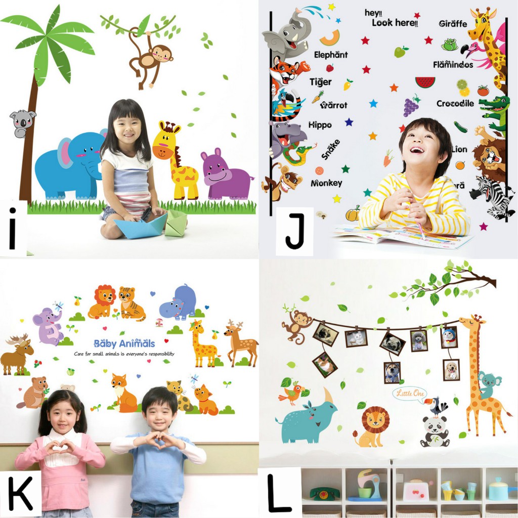 Reliza Wall Sticker Animal Hewan Anak Study Stiker Dinding Wallsticker LDR23