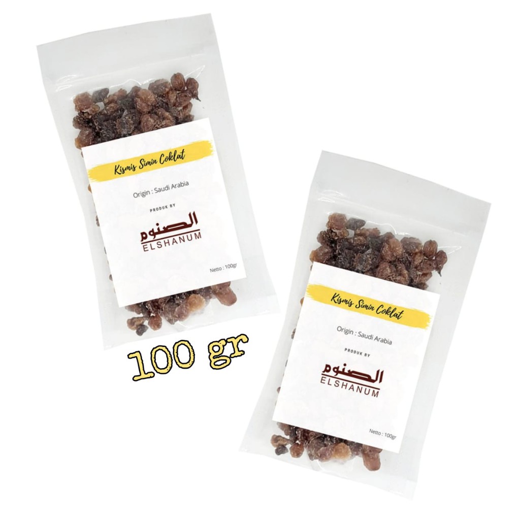

Kismis Simin Coklat Elshanum 100gr / Kismis Simin Manis / Simin Coklat Manis / Kismis Simin Premium Quality