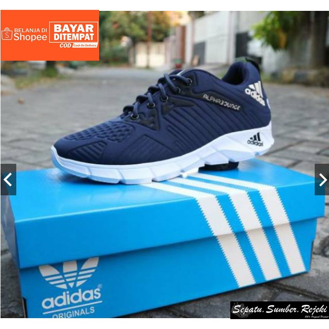 COD an !! Sepatu Sneakers Olahraga Pria Outdoor / Sepatu Adidas Alphabounce Navy Running Gym Fitness