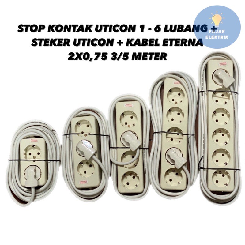 STOP KONTAK UTICON 2 - 6 LUBANG + KABEL ETERNA + STEKER UTICON