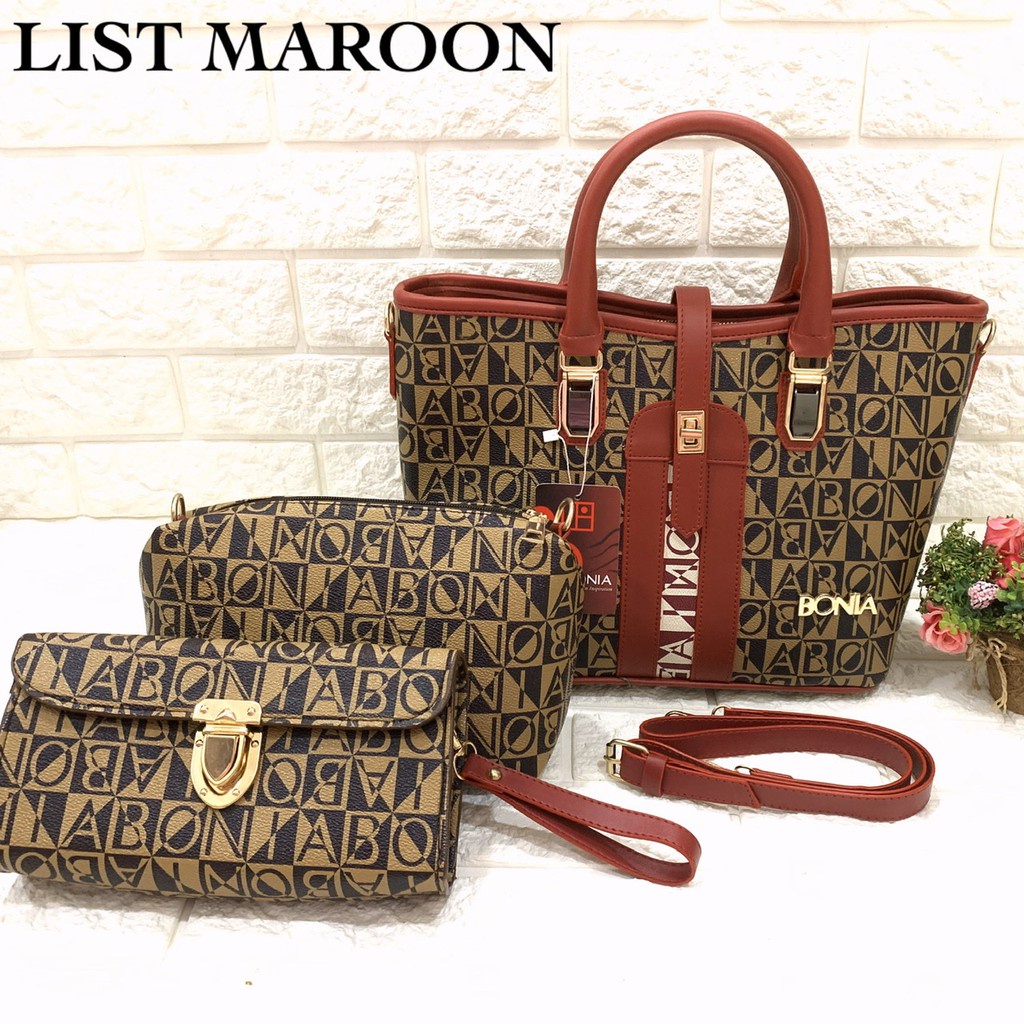 Tas Wanita Murah Best Seller Selempang Modis Elegan Korean Terbaru V4S7 Bonia Artika Set 3In1 Batam