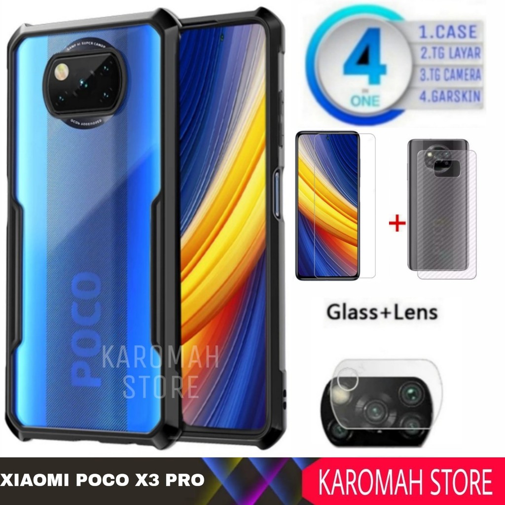 Case Xiaomi Poco X3 Pro 2021 Shocprof Tpu+TG Bening +TG Camera Lens - Hitam