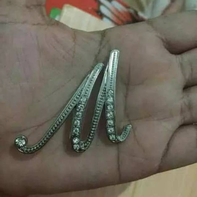 Bros Huruf / Bros Alfabet  / Bros Nama / Bros Unik / Bros Hijab / Bros Simple Cantik Inisial Pin-5