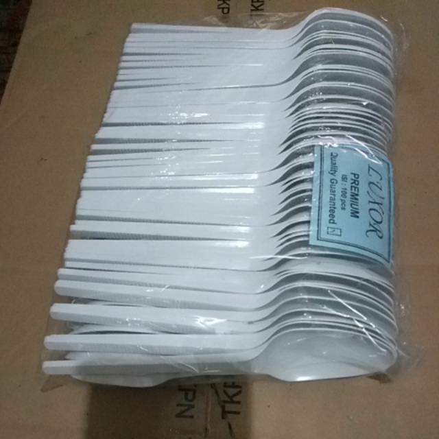 SERING DI BURU!!! Sendok Luxor Putih 100 pcs/Sendok Makan Plastik/Sendok Plastik/Sendok Makan