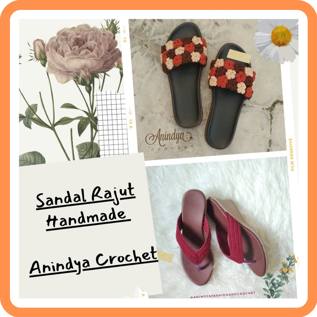 SANDAL  RAJUT HANDMADE ANIDYA CROCHET / SANDAL JEPIT HAK RAJUT / SANDAL WANITA RAJUT