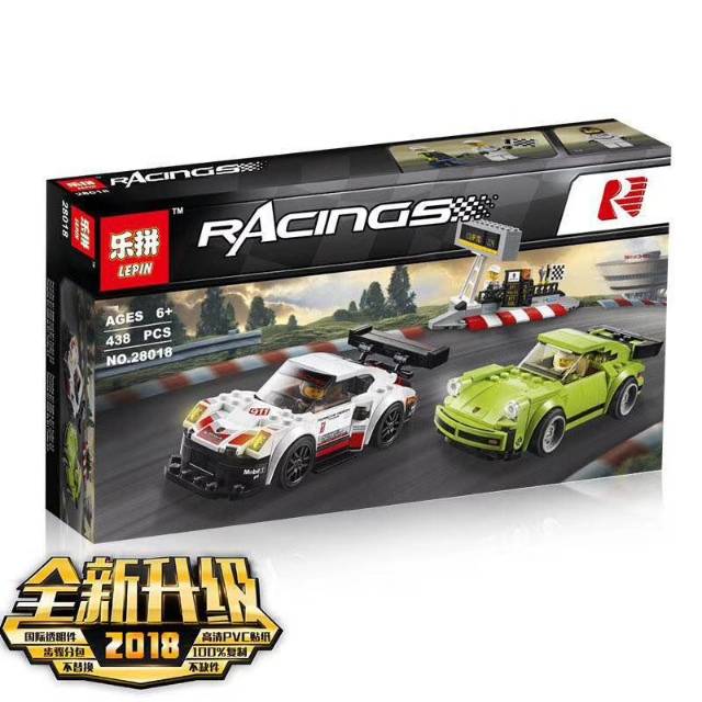 Brick Lepin 28018 Speed Champions Porsche 911 RSR and 911 Turbo 3.0 438pcs