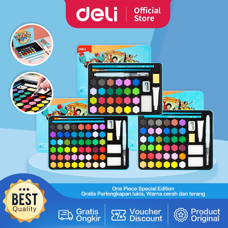 

Deli Watercolor Painting / Set Cat Air Padat One Piece Gratis Perlengkapan Melukis CC16-XX