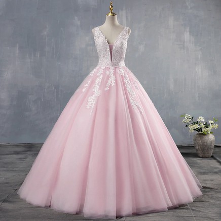 Wedding Dress Deep V neck Open Dress ballgown