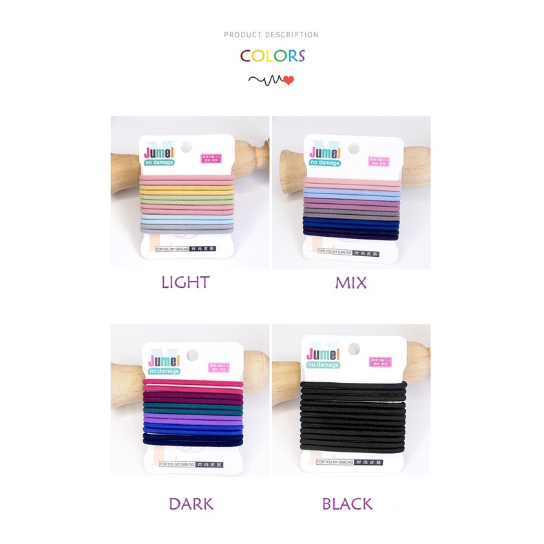 [12pcs] Ikat Rambut Ponytail Korea Set isi 12 pcs / Karet Rambut / Kuncir Rambut Warna Warni-3