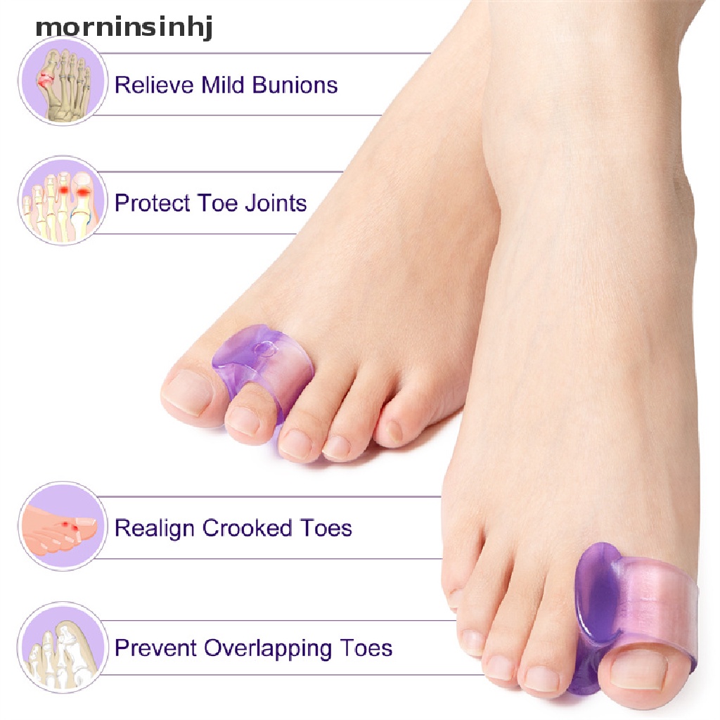 4 Pasang Separator Jari Kaki Bahan Gel Silikon Lembut Untuk Korektor Hallux Valgus / Bunion