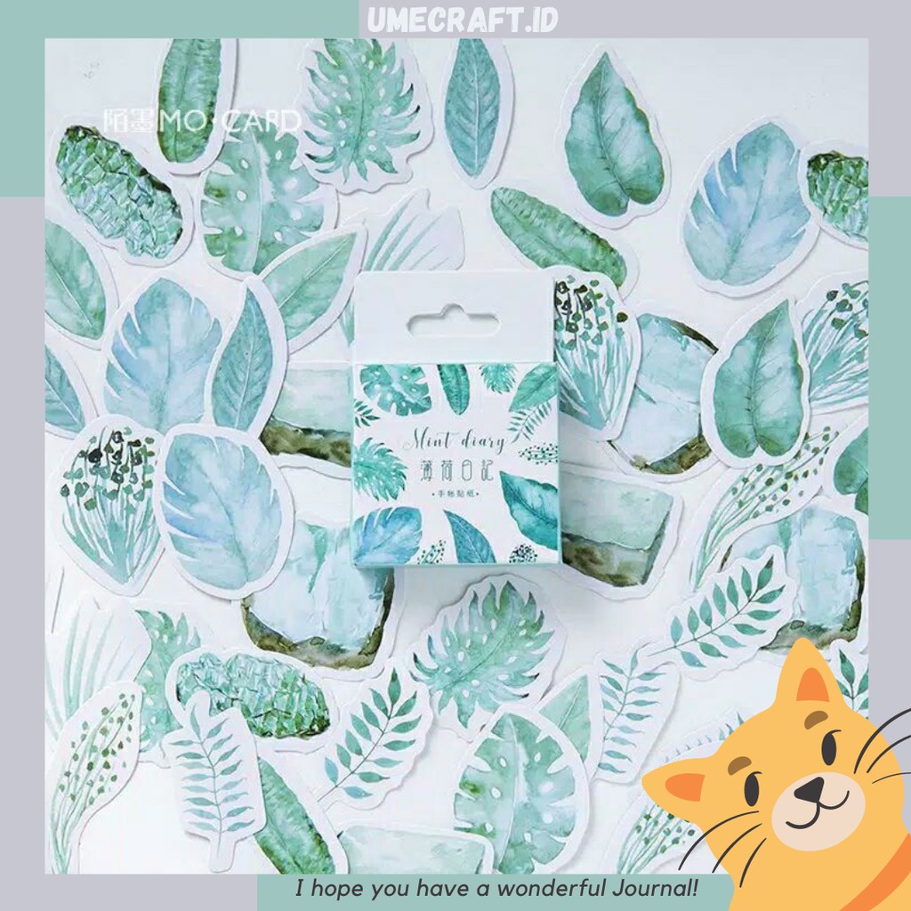 

Stiker deco 45pcs motif daun aquarel | Journal | Planner | Stationery | Dekorasi scrapbook